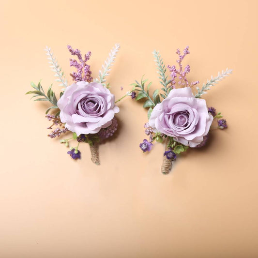Realistic Rose Wedding Boutonnieres Faux Silk Groom's Corsage Best Man's Corsage - DigiVirt