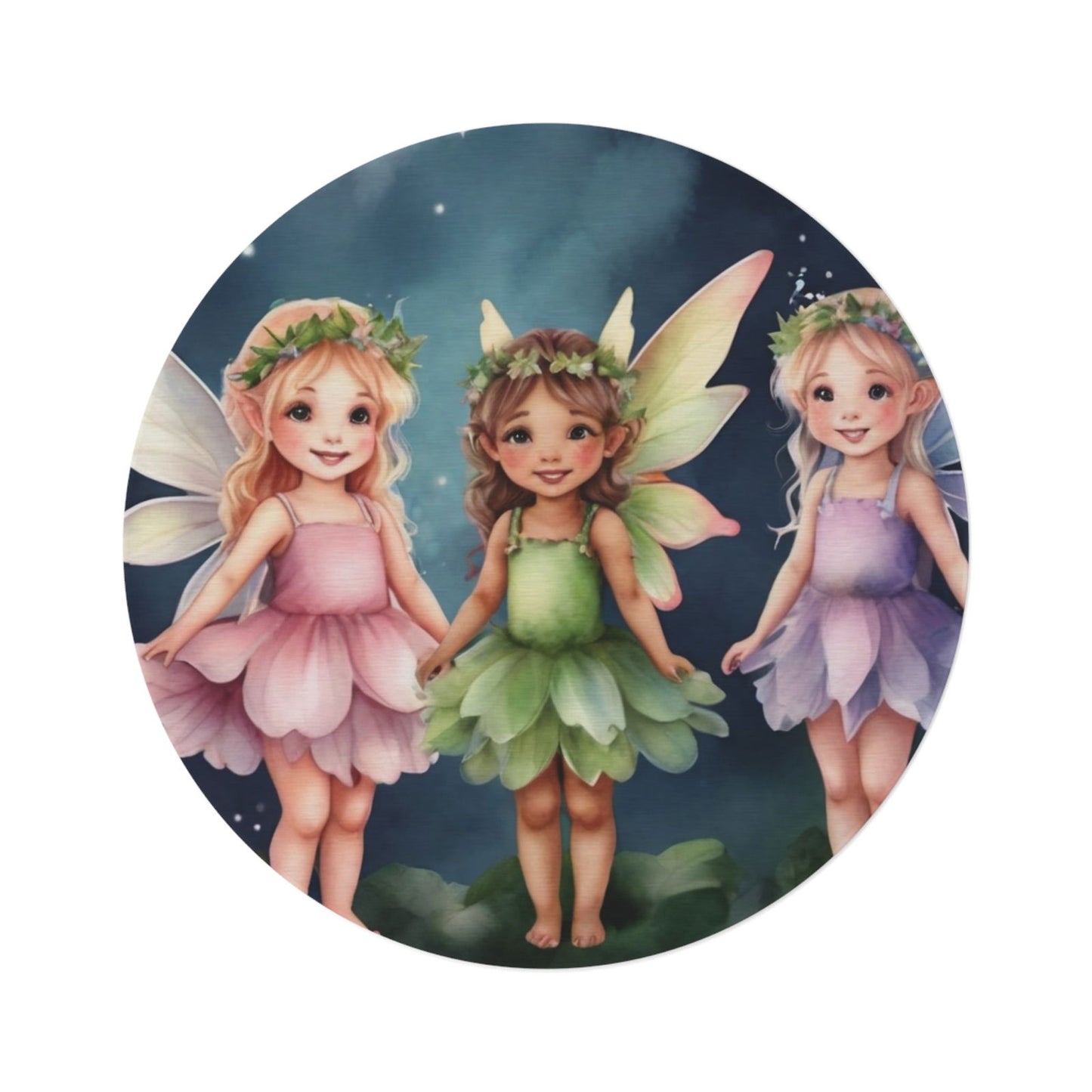 Round Rug with Fairies for Children's room - DigiVirt