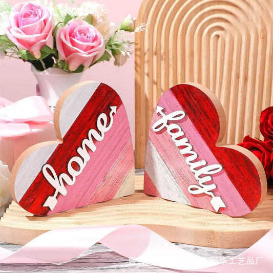 Rustic Heart-shaped Decoration Valentine's Day DIY Wooden Ornaments Desktop Heart-shaped Crafts Farmhouse Love Table Ornaments - DigiVirt