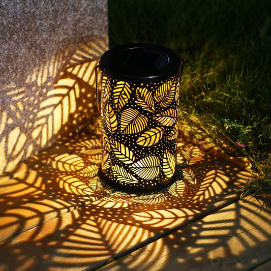 Solar Tree Shadow Leaf Hanging Lamp Chandelier Tree Shadow Lantern Solar Iron Tree Shadow Lantern Rustic Vintage - DigiVirt
