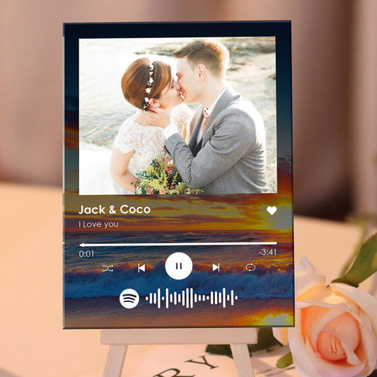 Spotify Plaque Ocean Waves Background Custom Photo Custom Spotify Gift for Lover - DigiVirt
