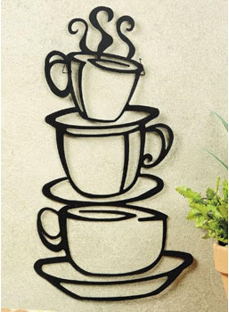 Super Z Outlet Black Coffee Cup Silhouette Metal Wall Art for Home Decoration, Java Shops, Restaurants, Gifts - DigiVirt