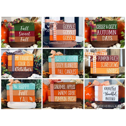 Thanksgiving Binding Wooden Book Layered Tray Decoration Mini Book Bookshelf Decoration Thanks Giving - DigiVirt