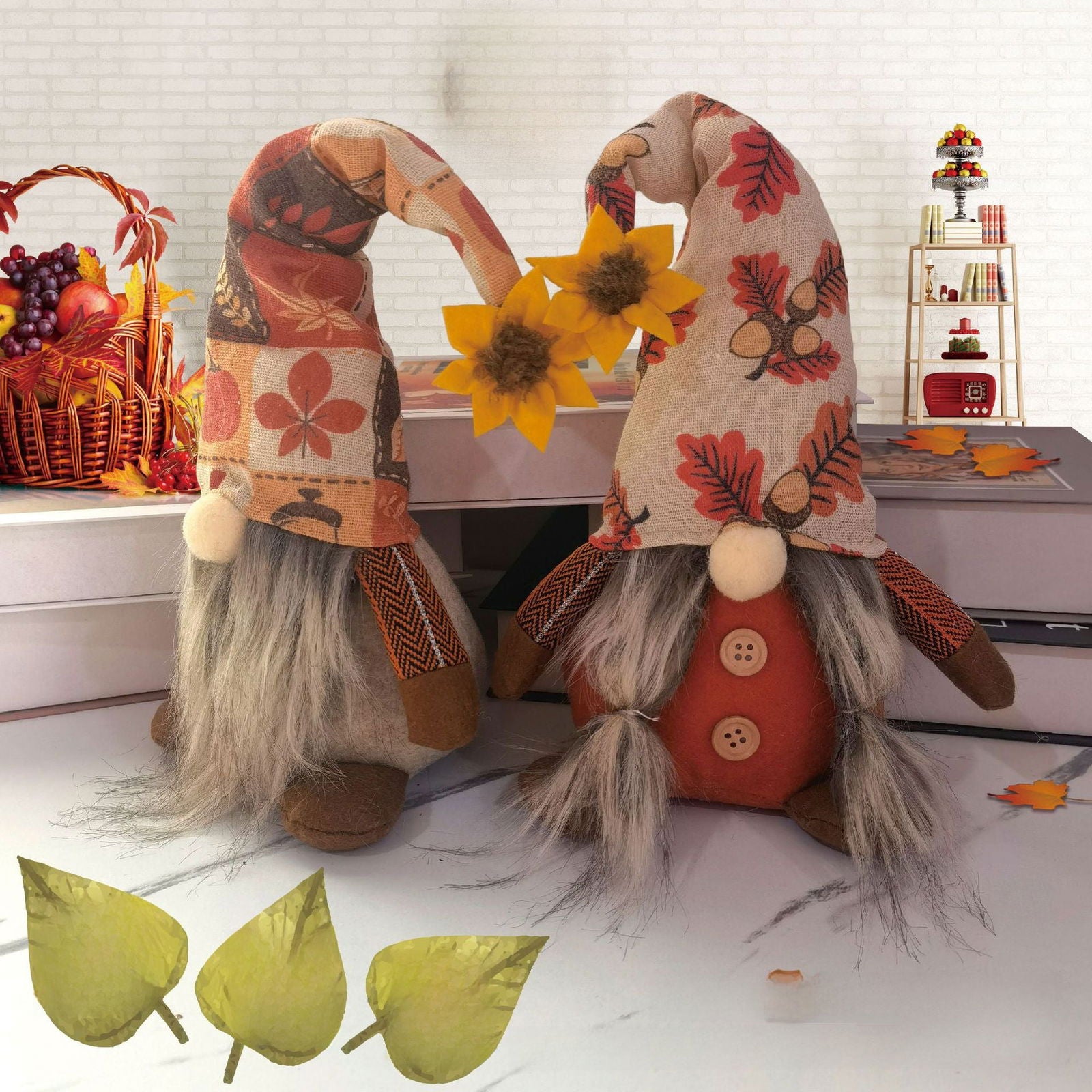 Thanksgiving Doll Handmade Sunflower Maple Leaf Harvest Festival Faceless Elderly Decoration Window Decorations - DigiVirt