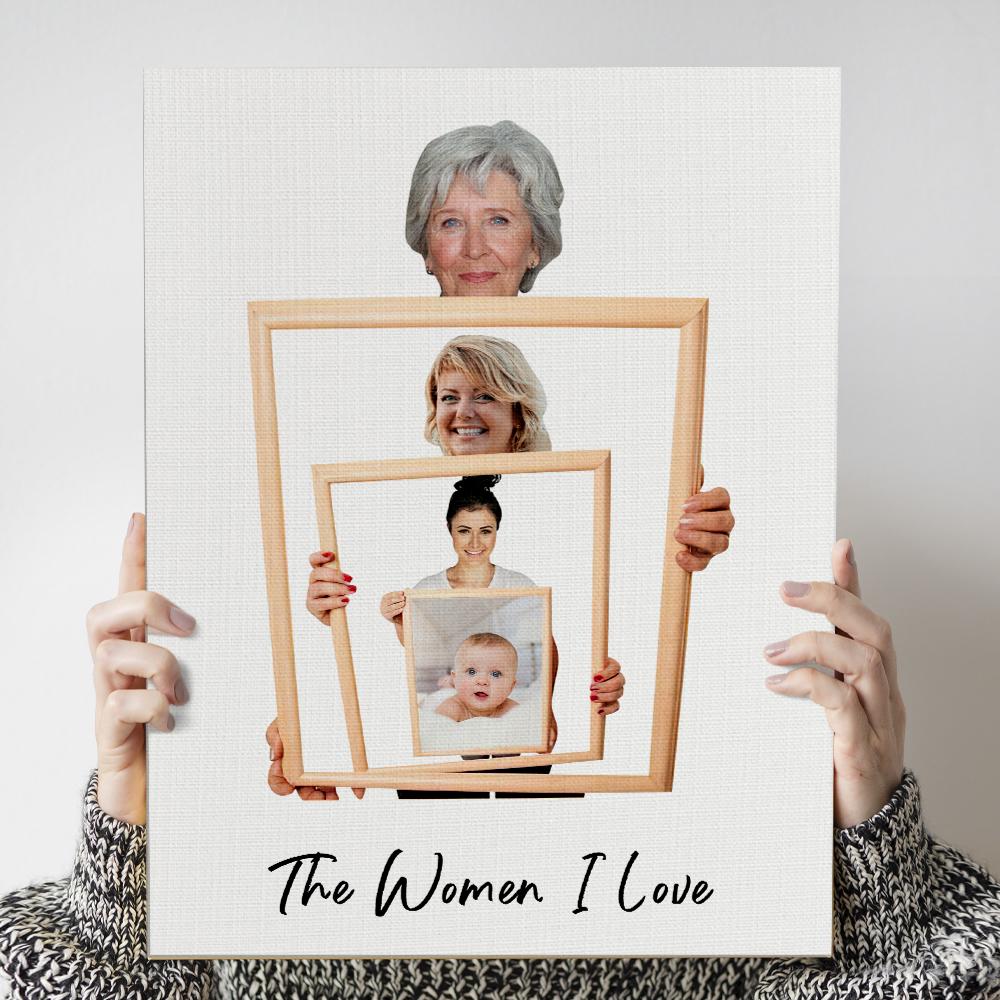 The Three/ Four/ Five Ages of the Generations Painting Custom Photo Canvas Ornament Mother's Day Gift Without Frame - DigiVirt