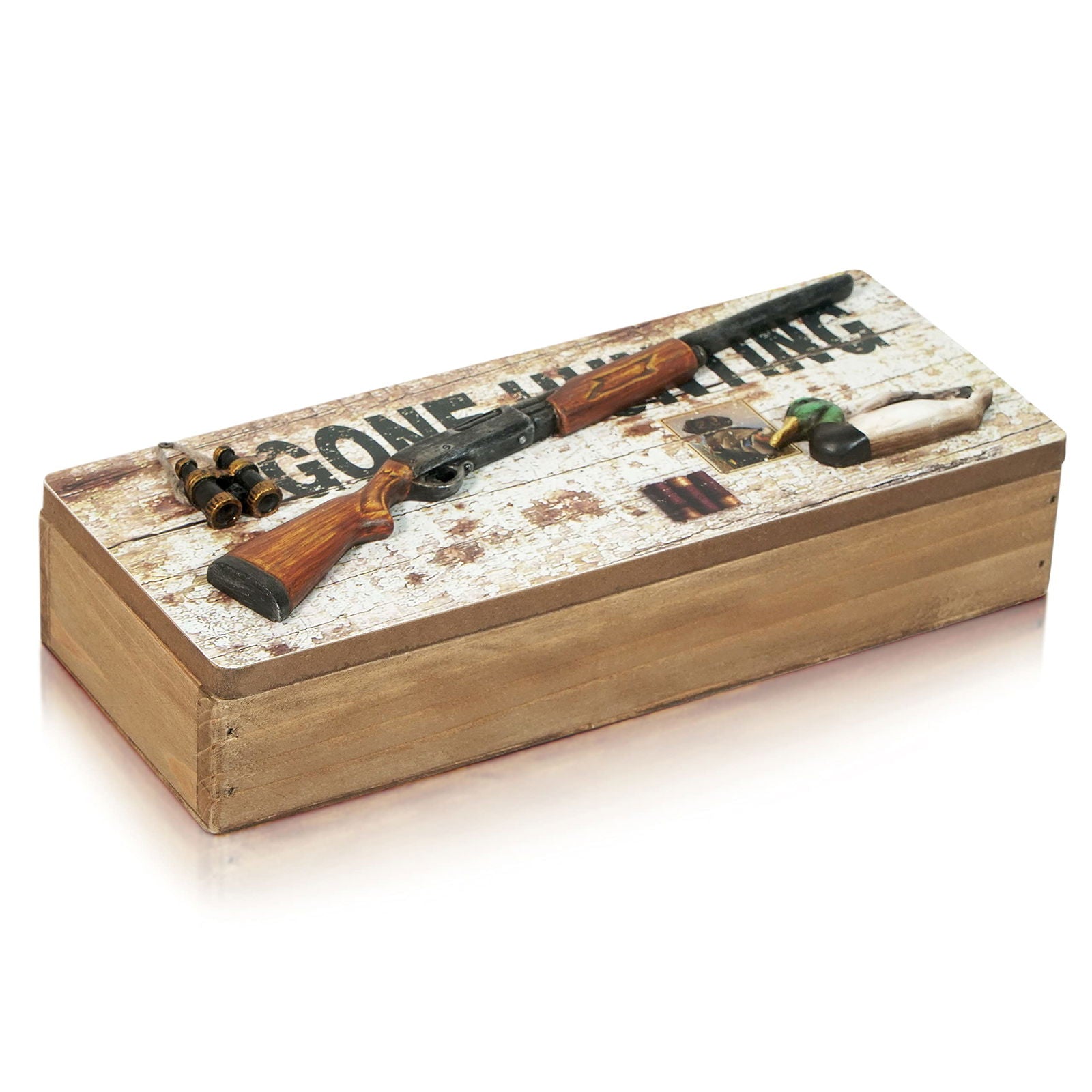 Tumbler Home Gone Fishing Wood Box - Holds Coins, Keys and Wallet - Father's Day Gift, Gifts for Fisherman, Gift for Dad, Christmas Gift - DigiVirt