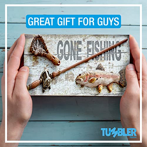 Tumbler Home Gone Fishing Wood Box - Holds Coins, Keys and Wallet - Father's Day Gift, Gifts for Fisherman, Gift for Dad, Christmas Gift - DigiVirt