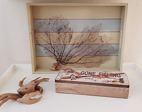 Tumbler Home Gone Fishing Wood Box - Holds Coins, Keys and Wallet - Father's Day Gift, Gifts for Fisherman, Gift for Dad, Christmas Gift - DigiVirt