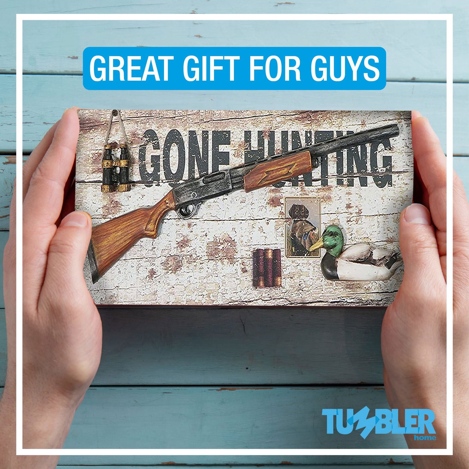 Tumbler Home Gone Fishing Wood Box - Holds Coins, Keys and Wallet - Father's Day Gift, Gifts for Fisherman, Gift for Dad, Christmas Gift - DigiVirt