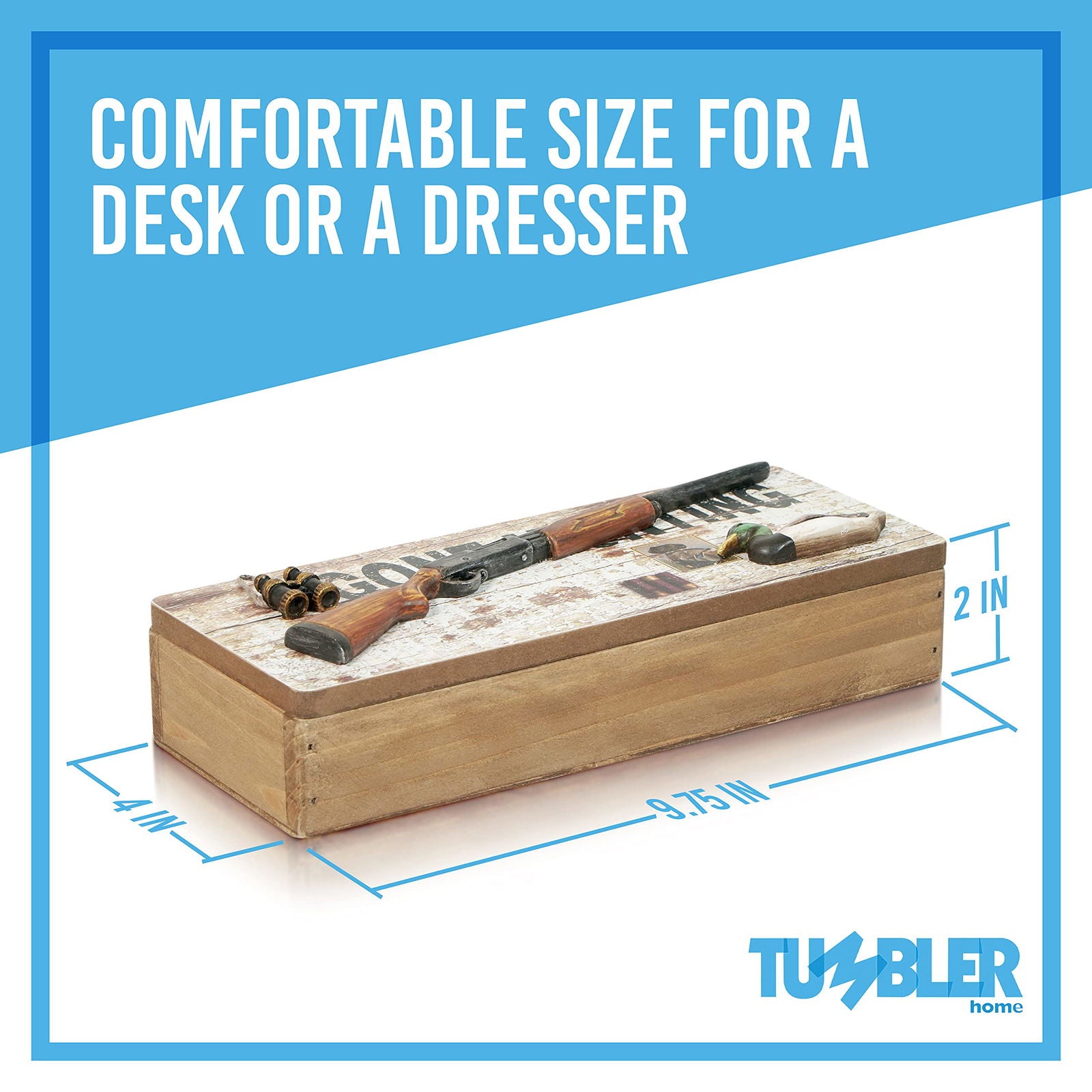 Tumbler Home Gone Fishing Wood Box - Holds Coins, Keys and Wallet - Father's Day Gift, Gifts for Fisherman, Gift for Dad, Christmas Gift - DigiVirt