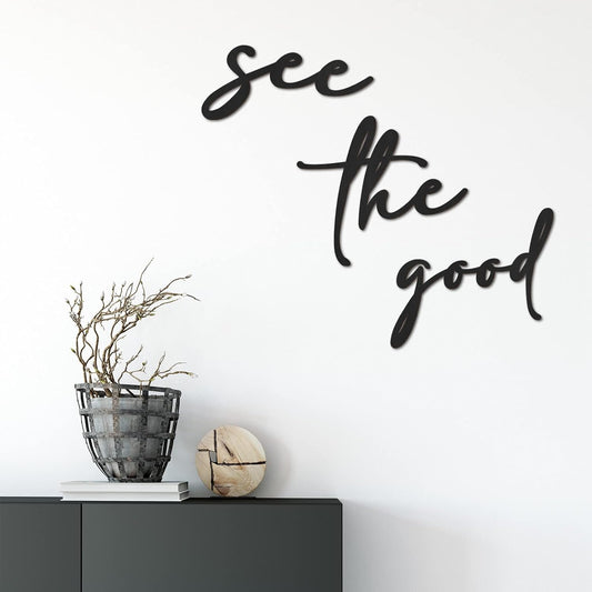 Unittype 3 Pieces See the Good Wall Art Black Wood Wall Decor Rustic Wood Wall Art with Inspirational Boho Decorative Modern Kitchen Art Minimalistic for Living Room Kitchen Kids Room Office - DigiVirt
