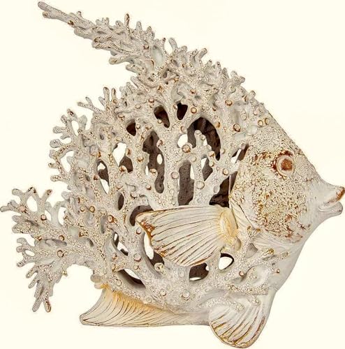 VVGIFTS Beach Coastal Decor Coral Reef Angelfish Home Office Desk Decor Sculpture Statue for Tabletop Shelf Bathroom Decoration Ornament Gift (Turquoise and Blue) - DigiVirt