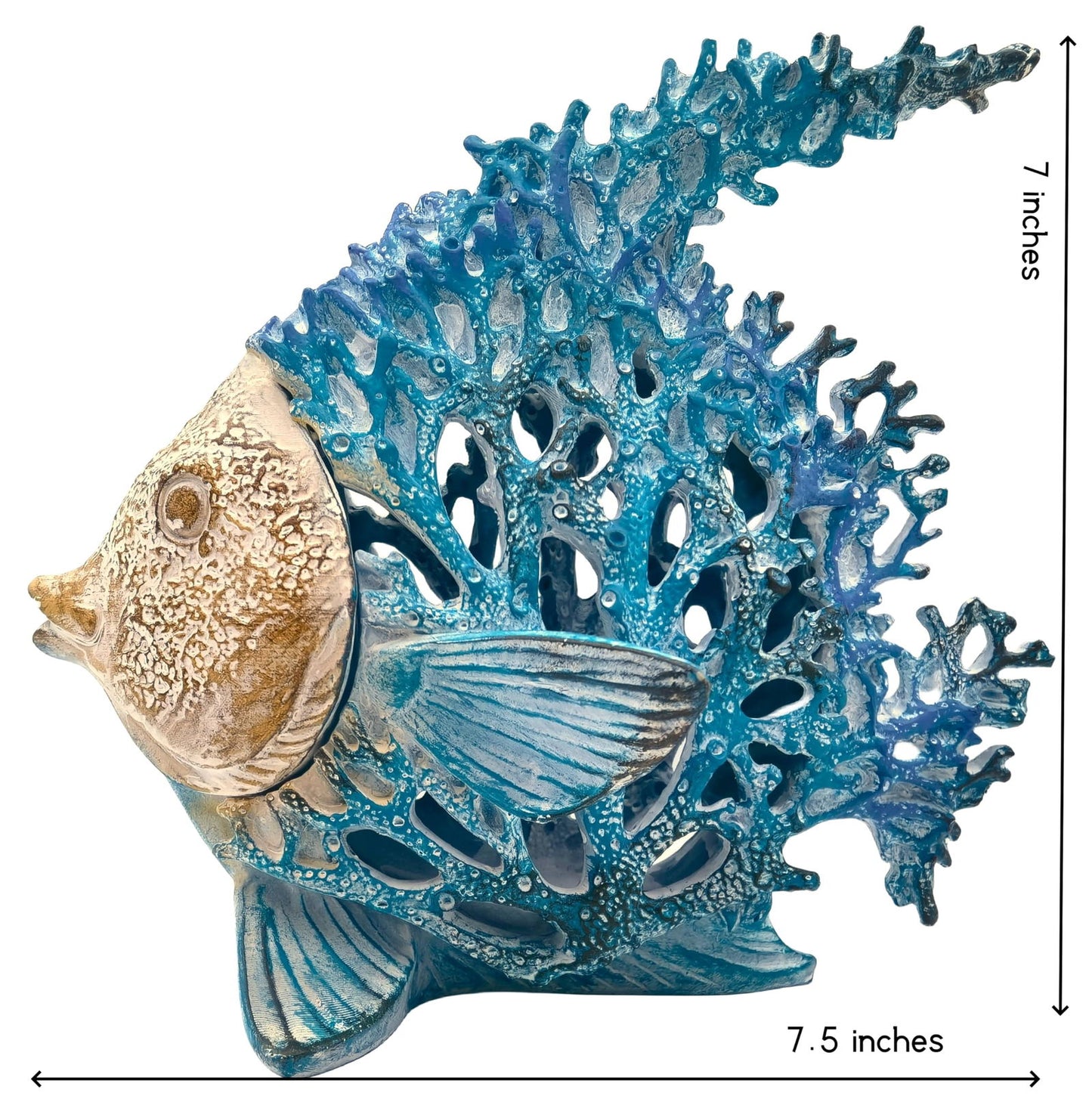 VVGIFTS Beach Coastal Decor Coral Reef Angelfish Home Office Desk Decor Sculpture Statue for Tabletop Shelf Bathroom Decoration Ornament Gift (Turquoise and Blue) - DigiVirt
