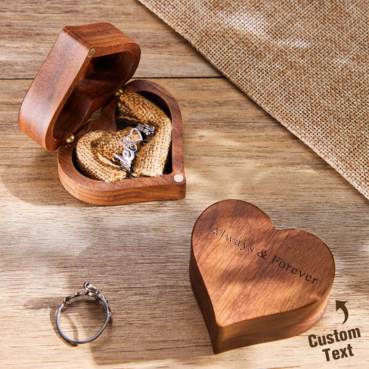 Wedding Engraved Ring Box Personalized Heart-Shaped Proposal Ring Box - DigiVirt