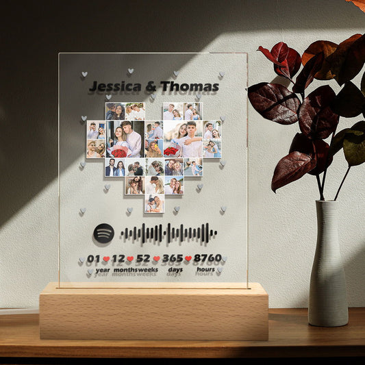 Wedding Gift for Her Custom Spotify Code Heart Keychain/Plaque/Night Light - 21 Photos - DigiVirt