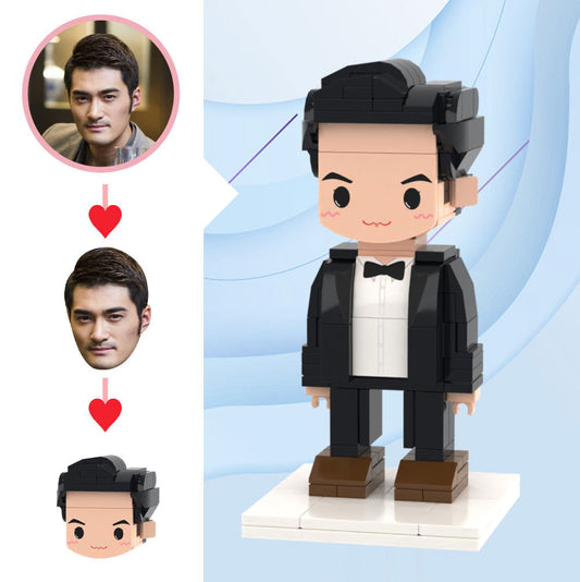 Wedding Gifts Black Dress Brick Figures Custom Head Cute Brick Figures Small Particle Block Toy - DigiVirt