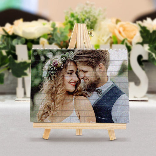 Wedding Gifts Personalized Building Brick Photo Block Square Shape - DigiVirt