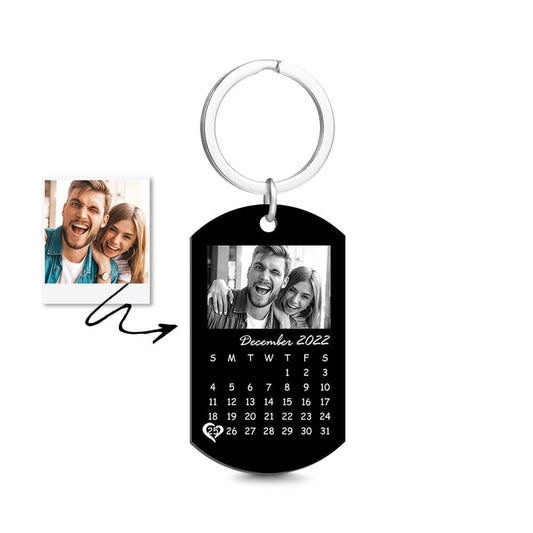 Weeding Gifts Custom Black Filter Photo Calendar Keychain Unique Design Gift For Loved Ones On Anniversary - DigiVirt