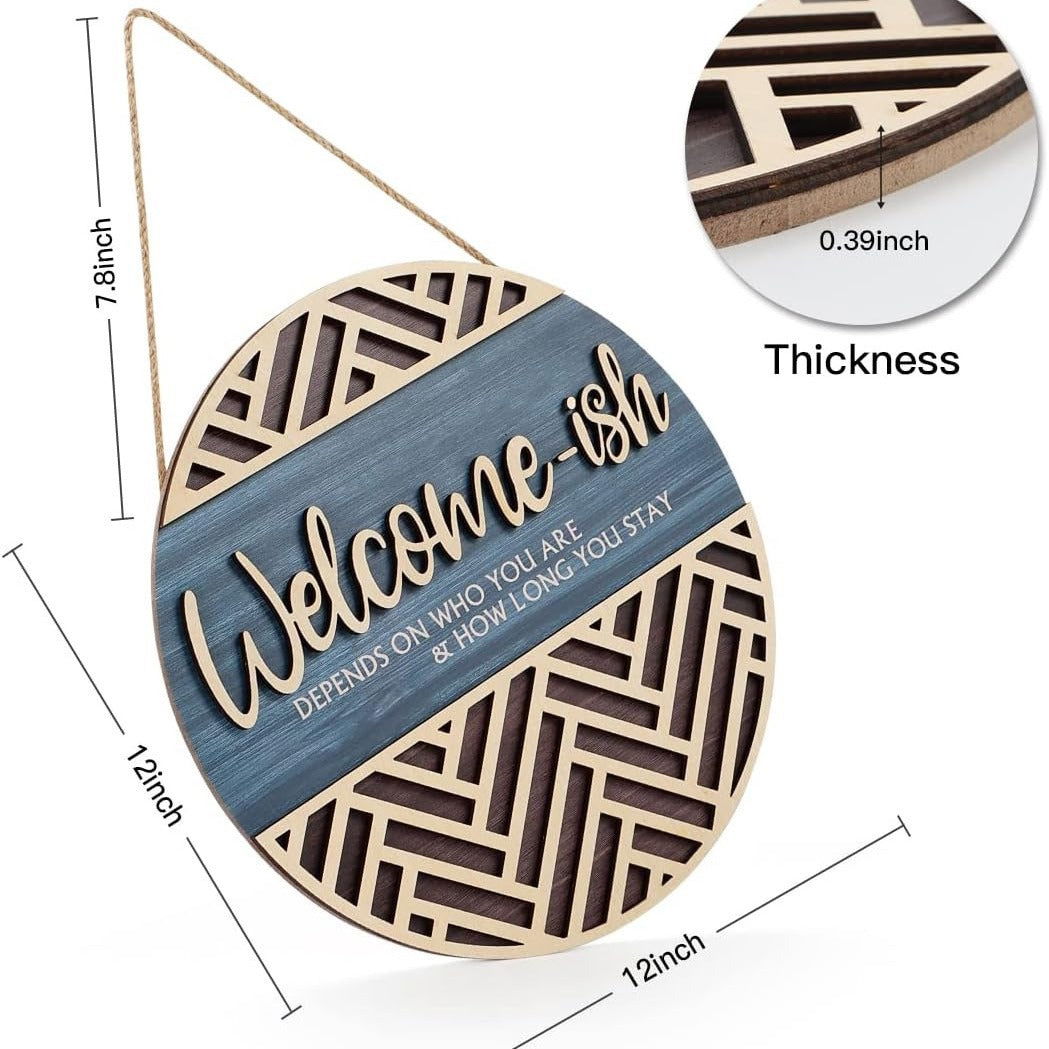 Welcome-ish Three-dimensional 3D Wooden Door Listed Wooden Crafts Home Decoration - DigiVirt