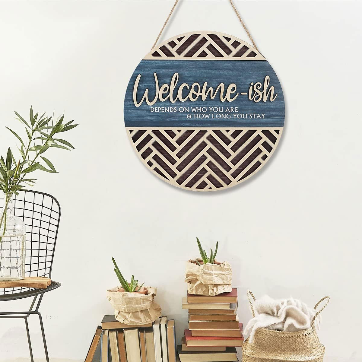 Welcome-ish Three-dimensional 3D Wooden Door Listed Wooden Crafts Home Decoration - DigiVirt
