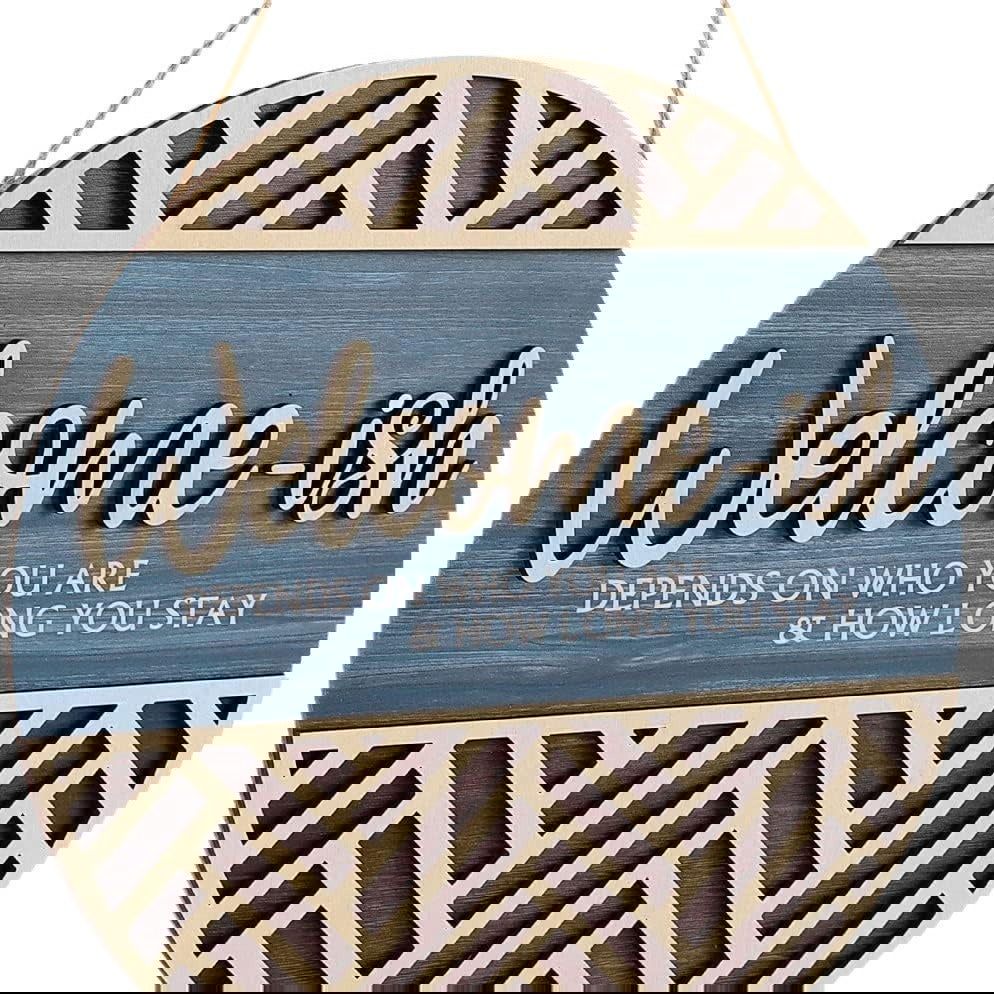 Welcome-ish Three-dimensional 3D Wooden Door Listed Wooden Crafts Home Decoration - DigiVirt