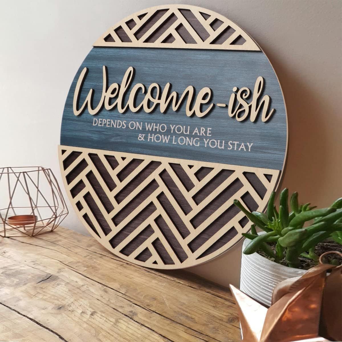 Welcome-ish Three-dimensional 3D Wooden Door Listed Wooden Crafts Home Decoration - DigiVirt