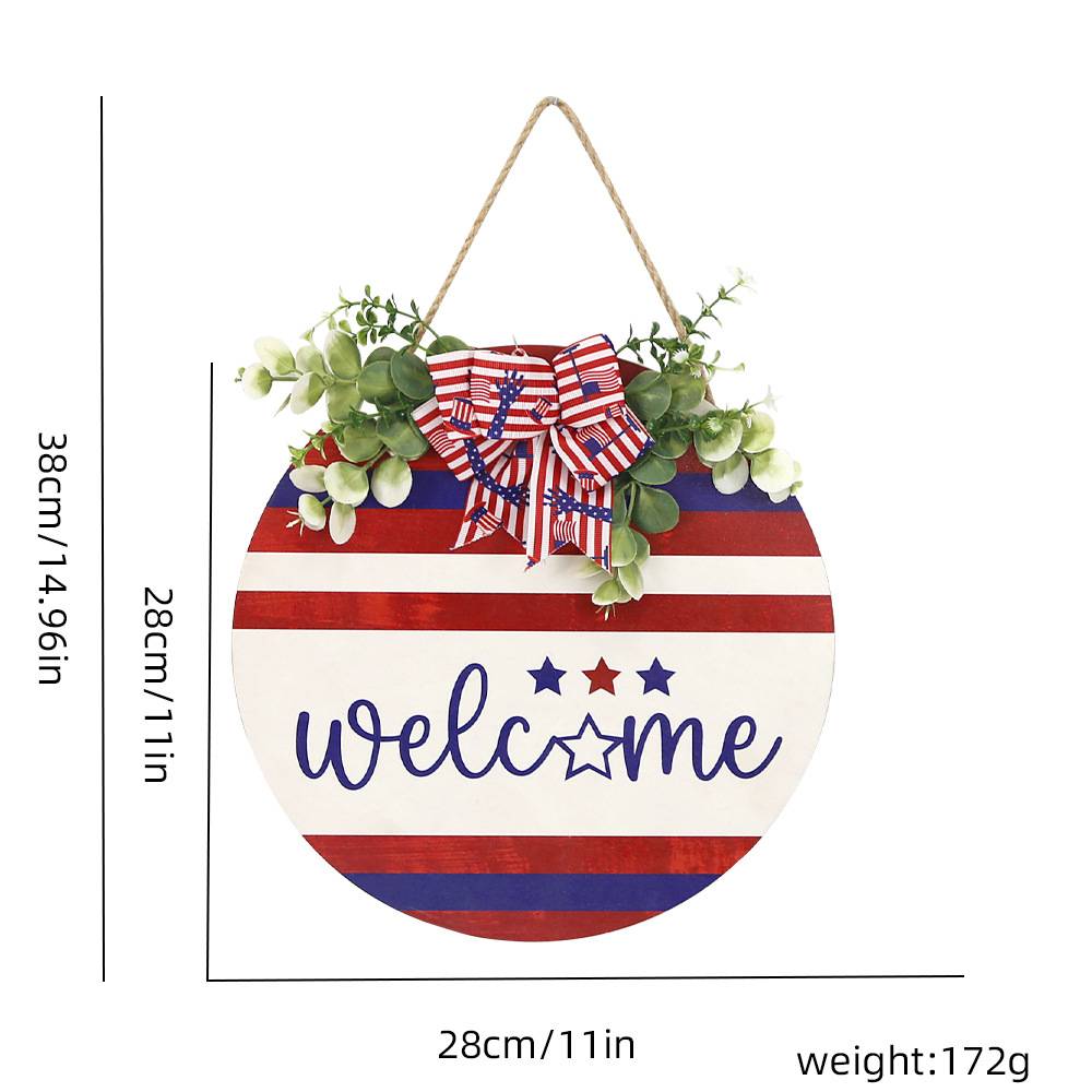 Welcome Door Sign 4th of July Independence Day Decorations Front Door Hanger Gifts - DigiVirt
