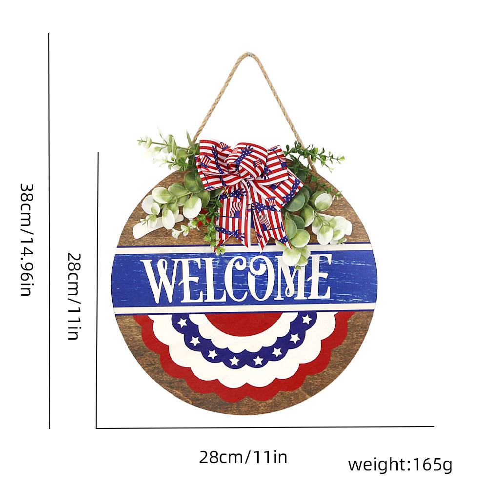 Welcome Door Sign 4th of July Independence Day Decorations Front Door Hanger Gifts - DigiVirt