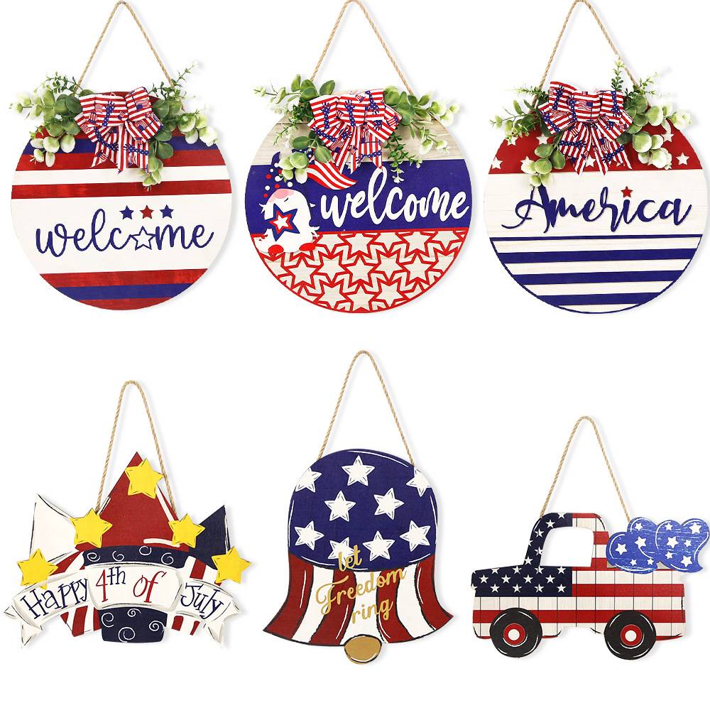 Welcome Door Sign 4th of July Independence Day Decorations Front Door Hanger Gifts - DigiVirt