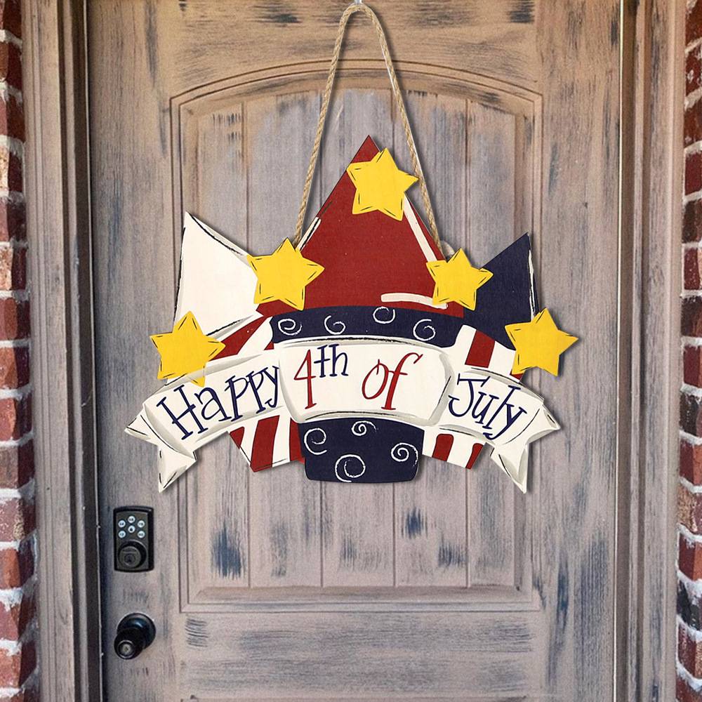 Welcome Door Sign 4th of July Independence Day Decorations Front Door Hanger Gifts - DigiVirt