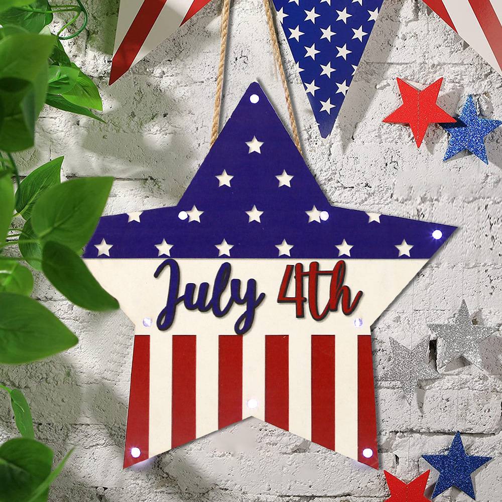 Welcome Door Sign 4th of July Independence Day Decorations Front Door Hanger Gifts - DigiVirt