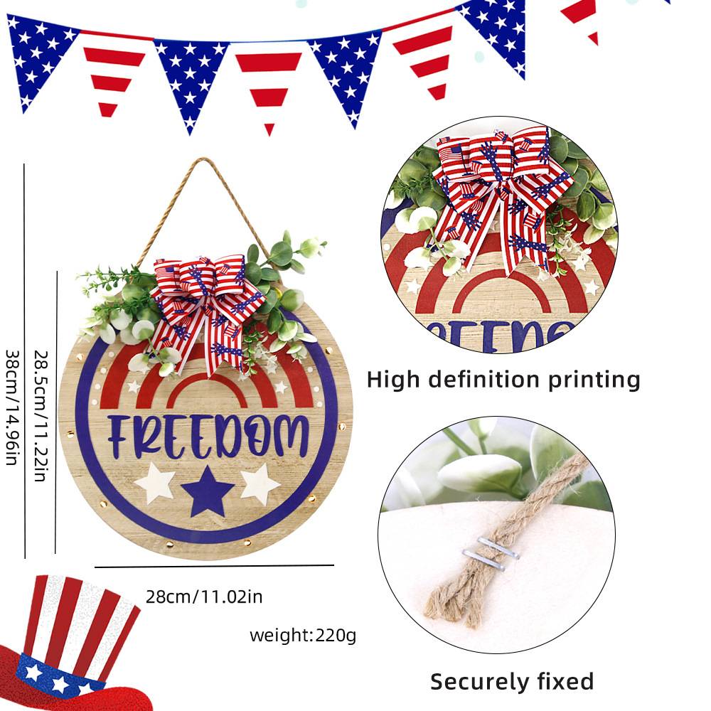 Welcome Door Sign 4th of July Independence Day Decorations Front Door Hanger Gifts - DigiVirt