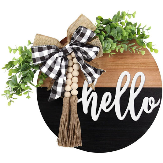 Welcome Sign for Front Door Wood Farmhouse Wreath Porch Decor Hanging Decoration Gifts - DigiVirt