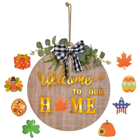 Welcome Sign with Light for Front Door Farmhouse Wreath Porch Decor Hanging Decoration Gifts - DigiVirt