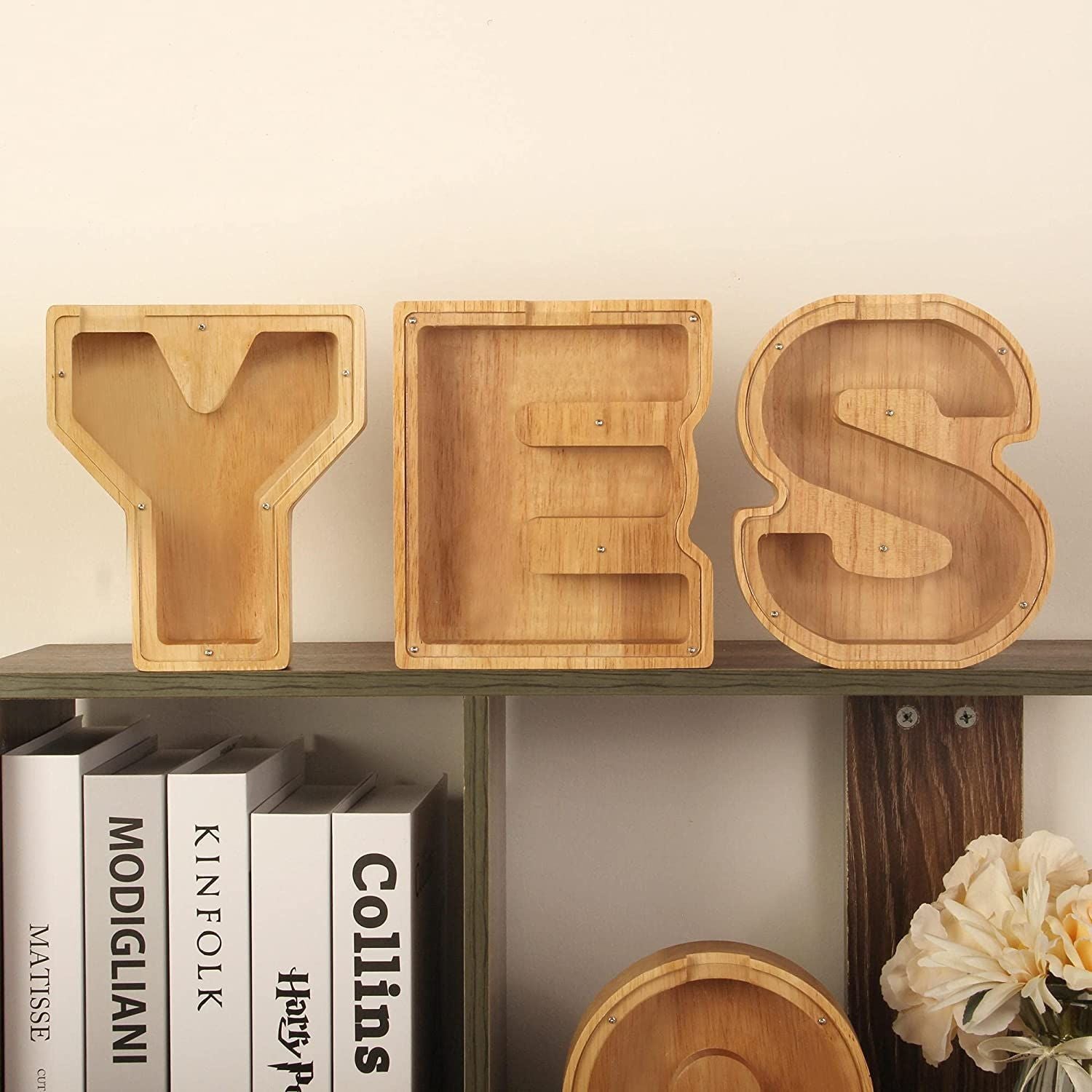 Wooden 26 Letter Piggy Bank Wooden Funny English Letter Piggy Bank Crafts - DigiVirt