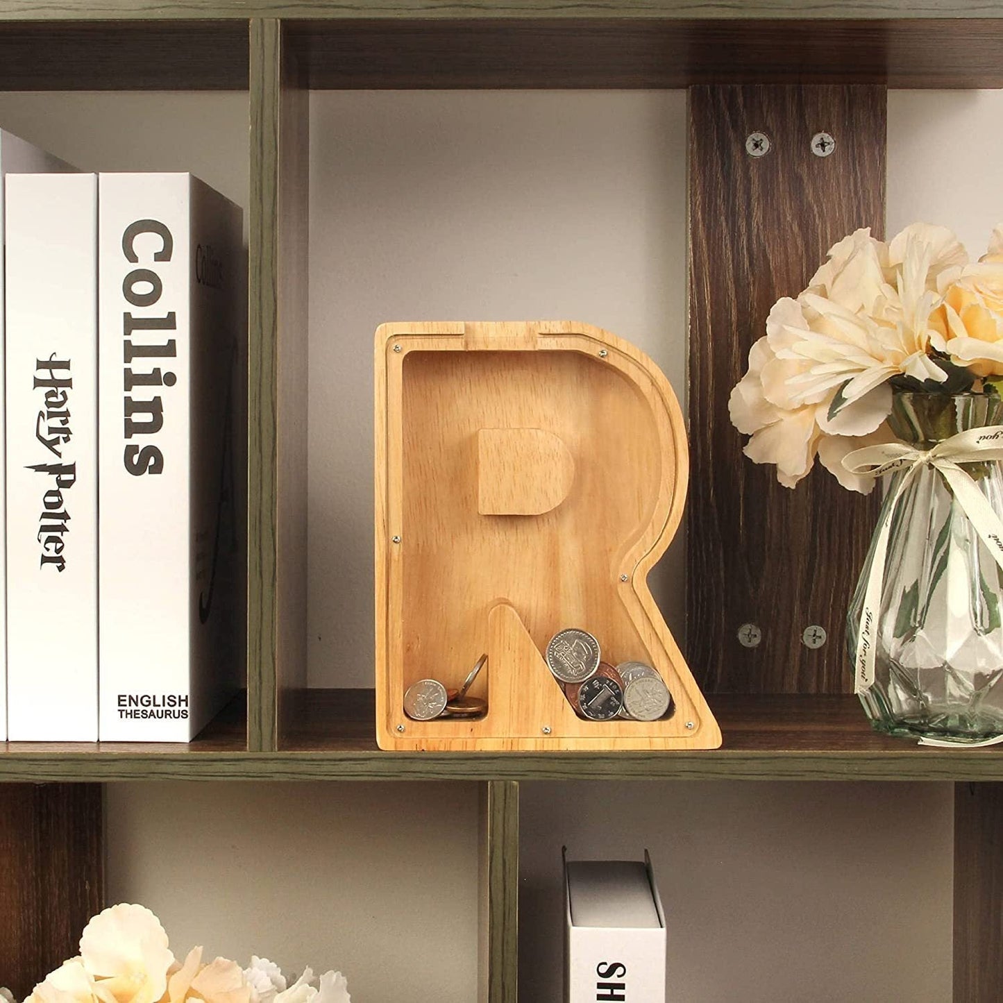 Wooden 26 Letter Piggy Bank Wooden Funny English Letter Piggy Bank Crafts - DigiVirt