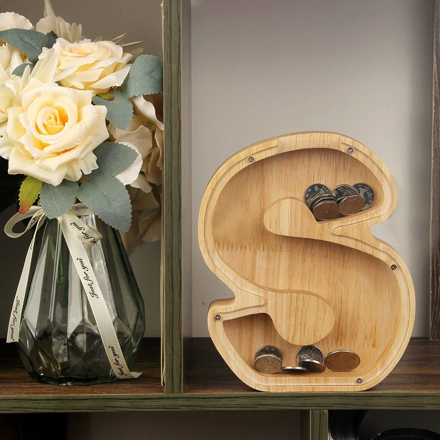 Wooden 26 Letter Piggy Bank Wooden Funny English Letter Piggy Bank Crafts - DigiVirt
