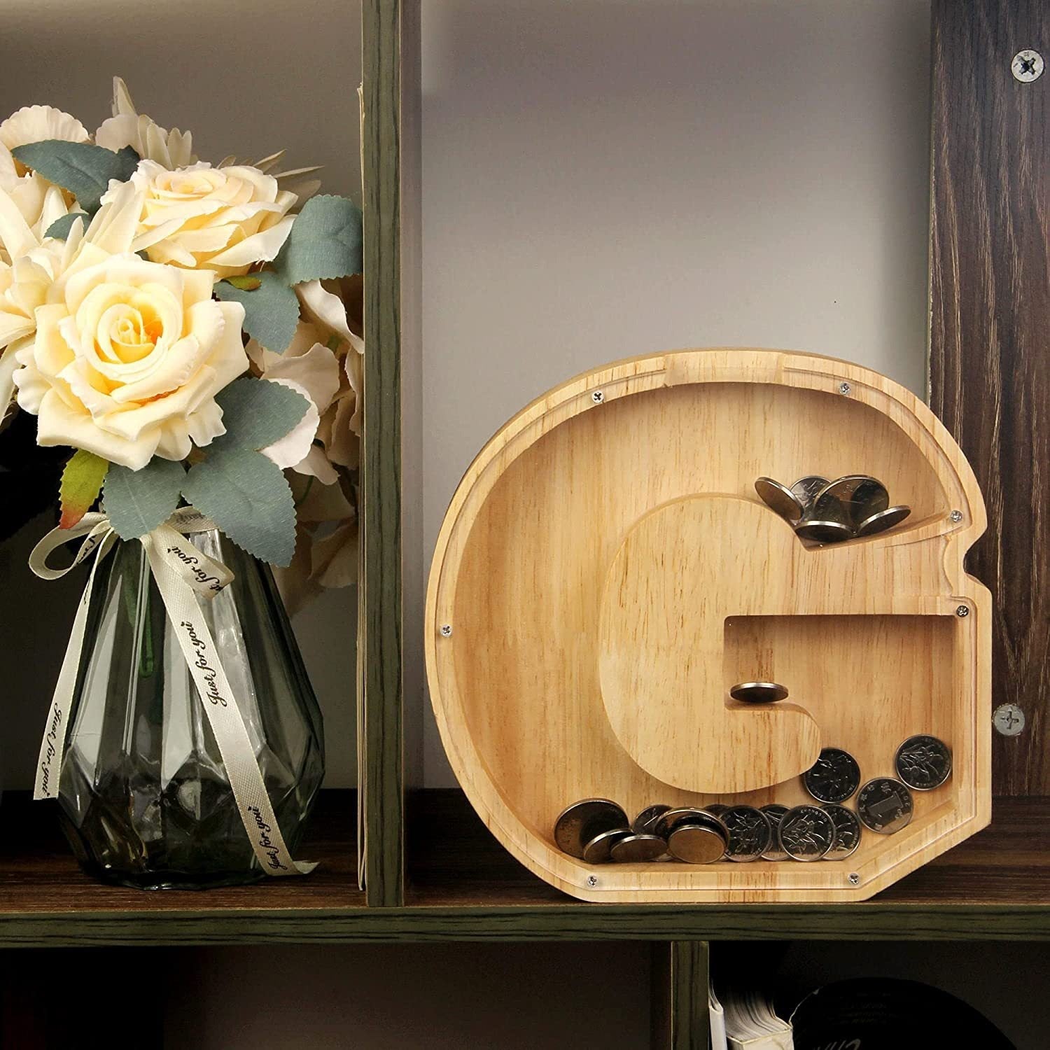 Wooden 26 Letter Piggy Bank Wooden Funny English Letter Piggy Bank Crafts - DigiVirt