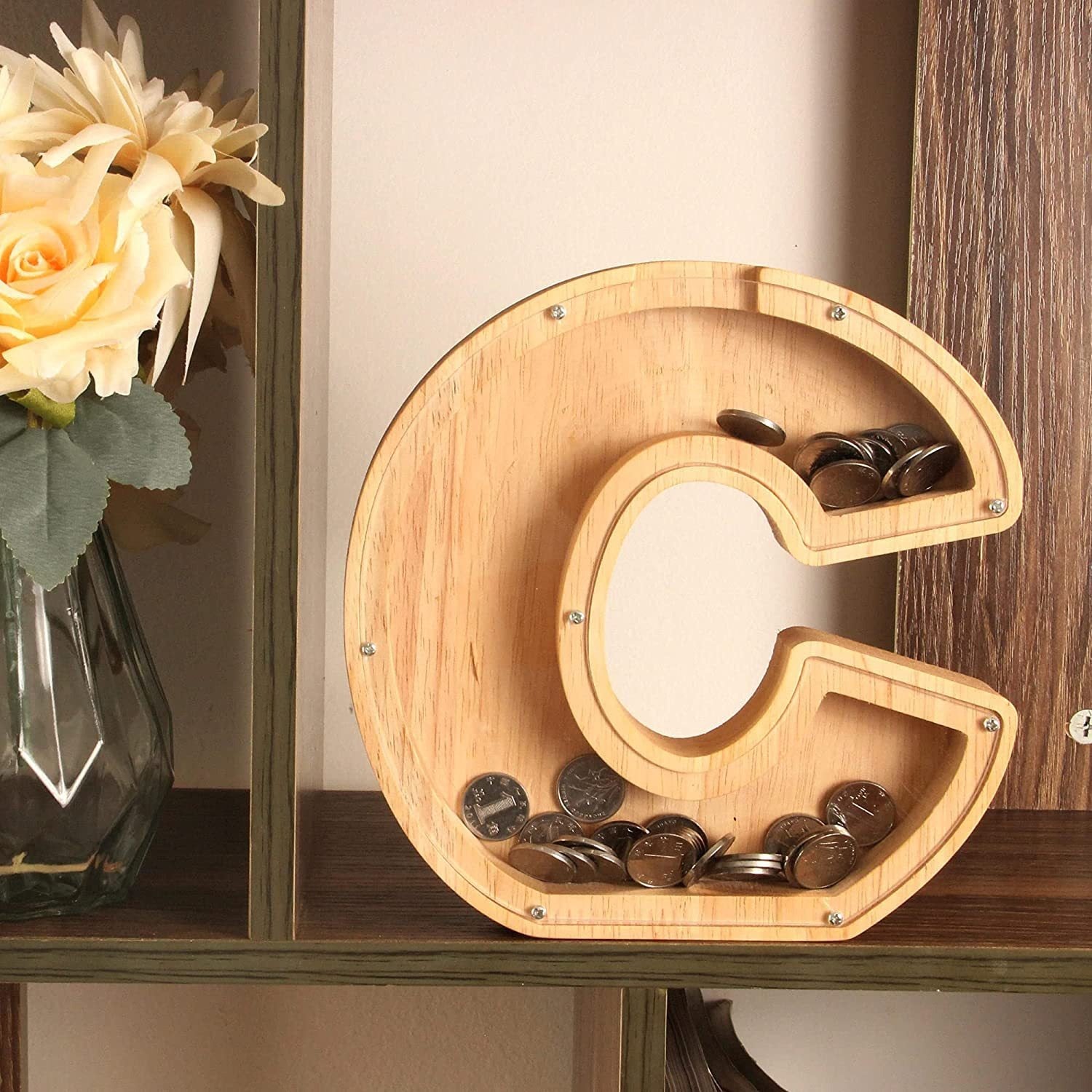 Wooden 26 Letter Piggy Bank Wooden Funny English Letter Piggy Bank Crafts - DigiVirt