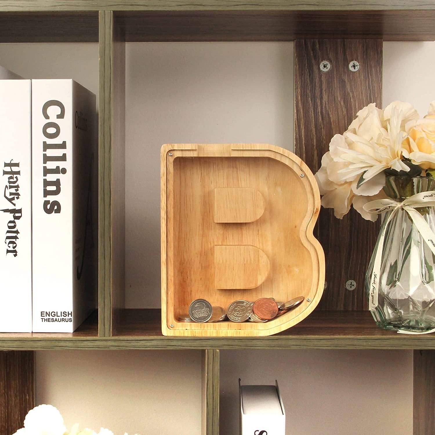 Wooden 26 Letter Piggy Bank Wooden Funny English Letter Piggy Bank Crafts - DigiVirt