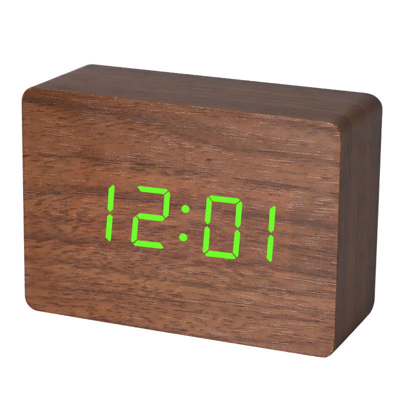 Wooden Alarm Clock Natural Minimalistic Rustic Trending LED Wooden Clock - DigiVirt