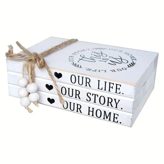 Wooden Decorative Books Stacking Rustic Home Decor Stacking Shabby White Wooden Books - DigiVirt