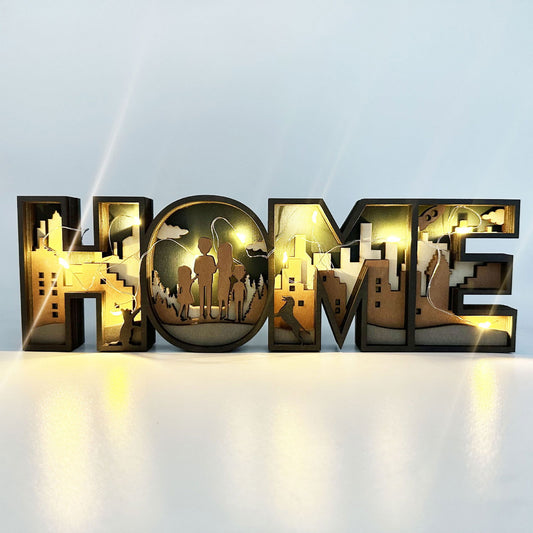 Wooden LOVE & HOME Ornaments Creative Design 3D Letters Home Living Room Decoration Crafts - DigiVirt