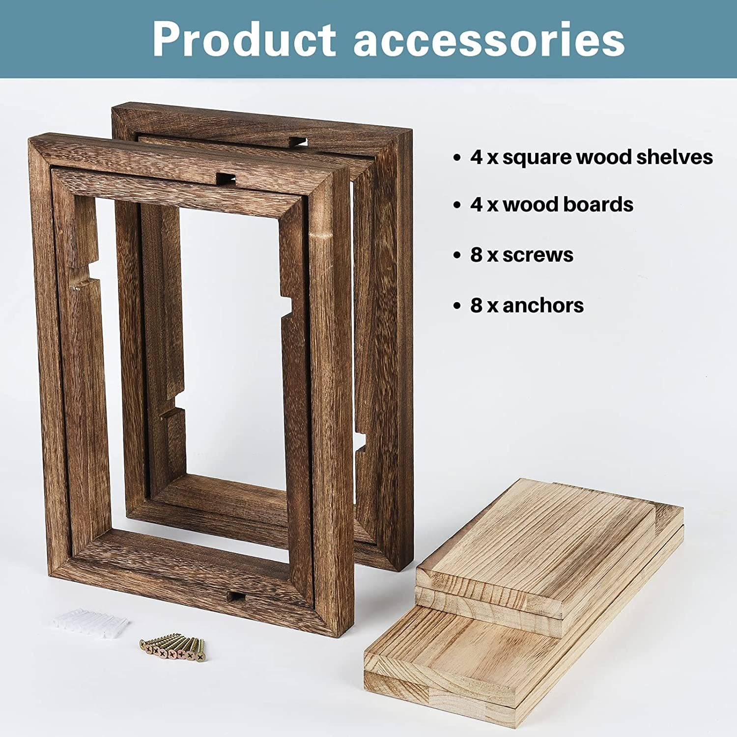 Wooden Photo Frame Wall Rack Creative Square Home Living Room Wall Rack Wooden Wall-mounted Rack - DigiVirt