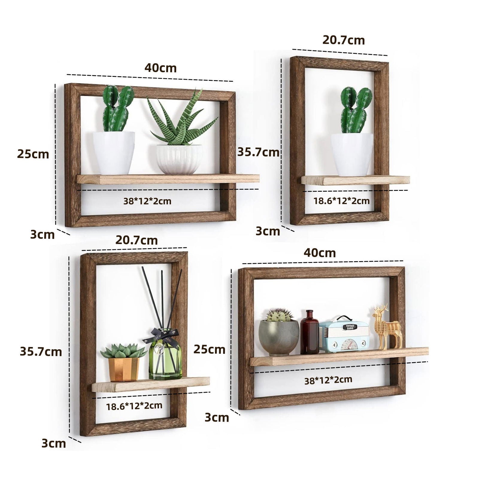 Wooden Photo Frame Wall Rack Creative Square Home Living Room Wall Rack Wooden Wall-mounted Rack - DigiVirt