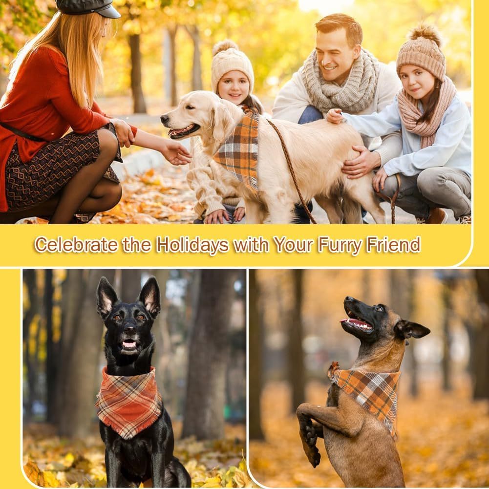 Vivifying Fall Dog Bandana With Tassels Edges Classic Plaid Triangle Dog Apparel Accessories Unny Dog Scarf Costume For Thanksgiving Photo Prop  And Party Decor