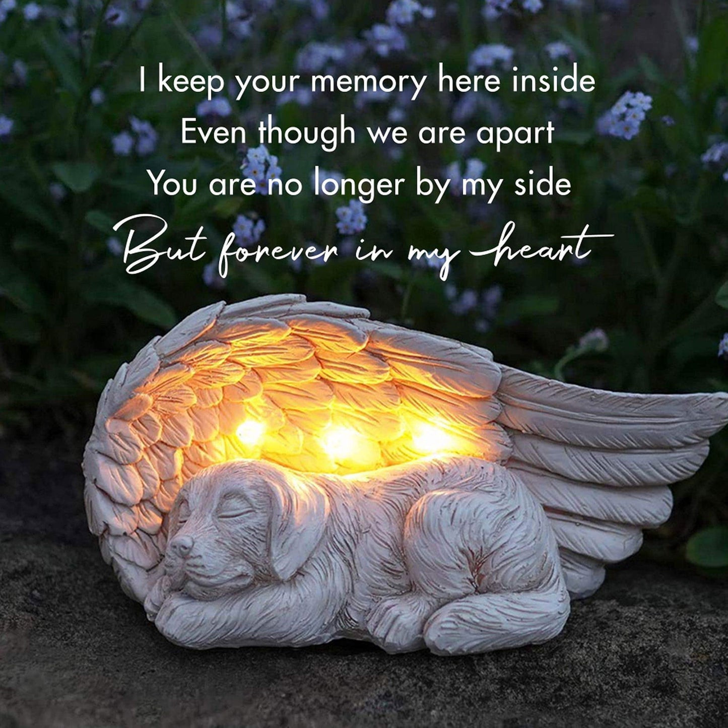 iHeartDogs Dog Memorial Gifts - Forever My Guardian Angel Garden Solar Light - Pet Memorial Stone - DigiVirt